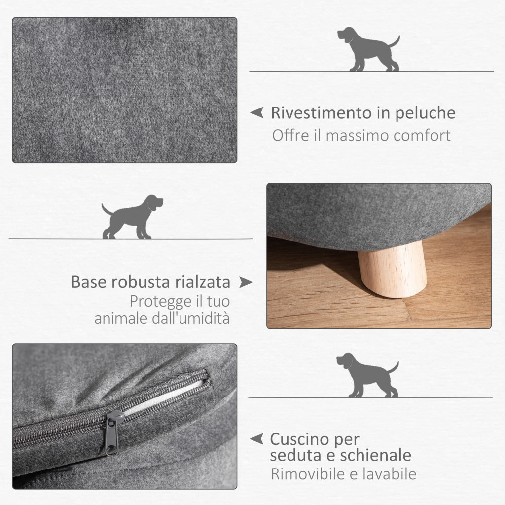 Cuccia per Cani Piccola Taglia con Cuscino ¨C Xylo ¨C Grigio Antracite 70x47x30cm
