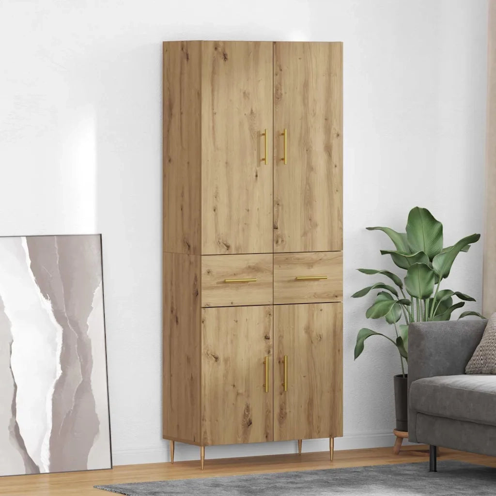 Credenza con Cassetto-Buffet-Armadio da cucina Rovere artigianale 69,5 x 34 x 180 cm 395743