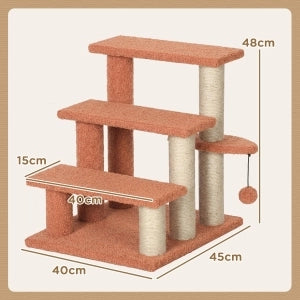 TIRAGRAFFI Scaletta per gatti 45x40x48 cm Marrone con pallina