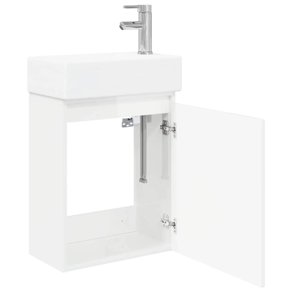 Mobile bagno con rubinetto Bianco Lucido 45,5 x 22,5 x 84 cm 889455