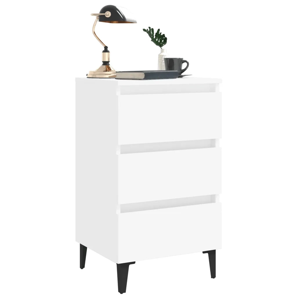 Comodino con Gambe in Metallo Bianco 40x35x69 cm cod mxl 31142
