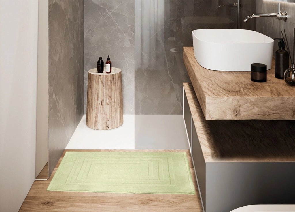 Tappeto Casa Bagno Morbido 50x65cm Tinta Unita 100% Cotone Modello Sophie - Tappeto - Salvia