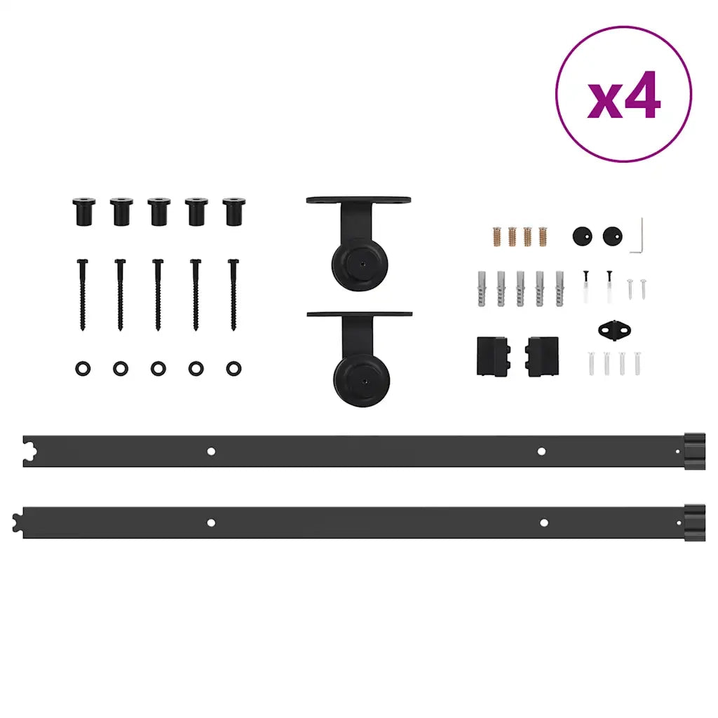 Kit di Binari per Porte Scorrevoli 427 cm Acciaio Nero CFW9521703