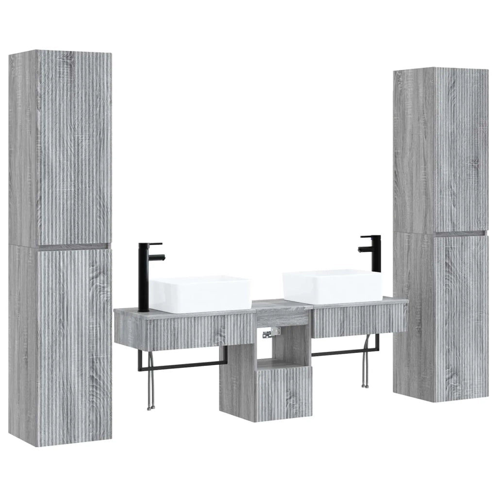 Set di mobili per il bagno 5 pz Sonoma grigio 3406019