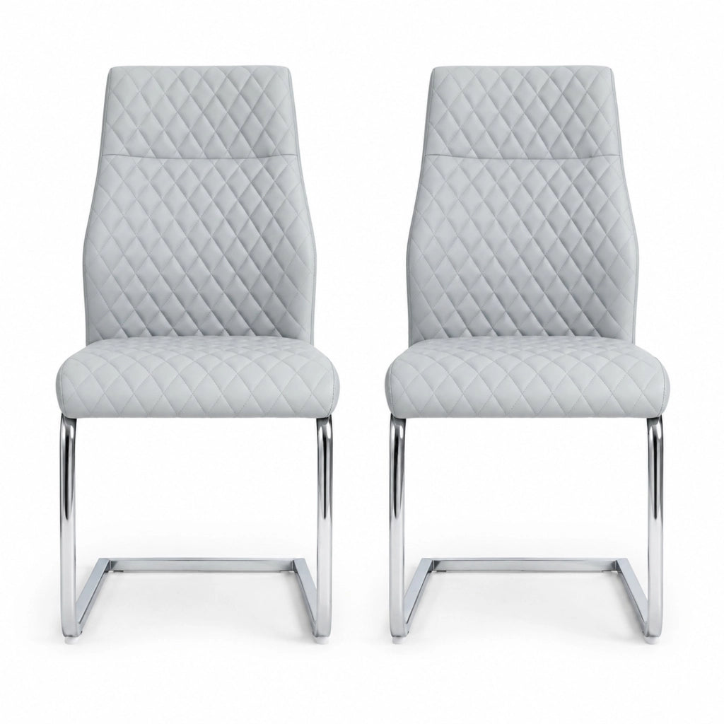 Set di 2 sedie da pranzo grigio chiaro con schienale alto