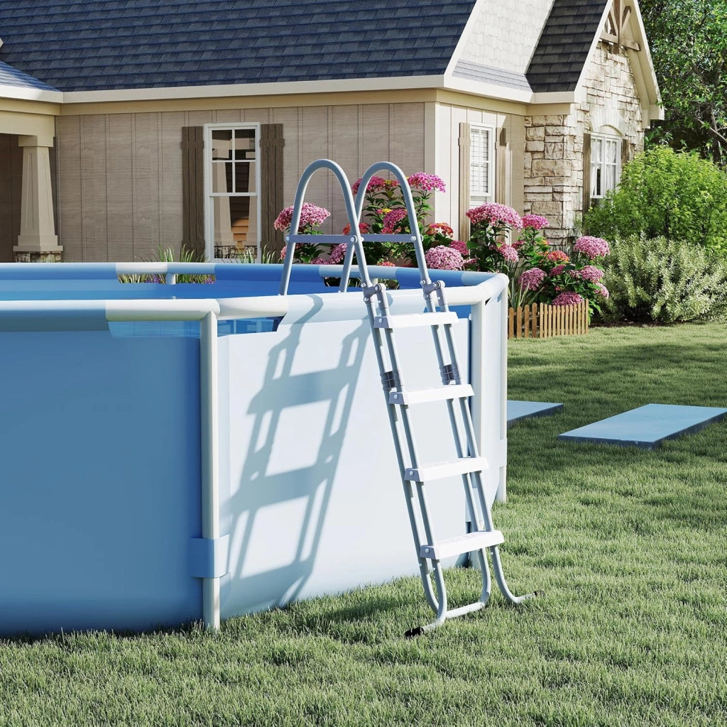 Scala per piscina a 4 livelli, altezza 110 cm, pieghevole, con pedali in plastica e piedini antiscivolo, per piscina