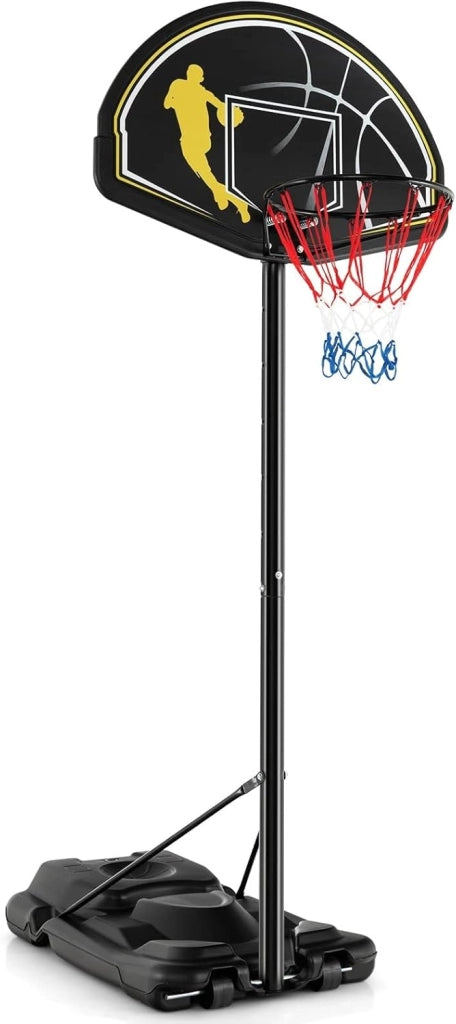 Canestro da Basket Portatile e Regolabile 130-305 cm con Ruote e Base Riempibile, Canestro da Basket Resistente alle Intemperie da Esterno ed Interno per Ragazzi e Adulti