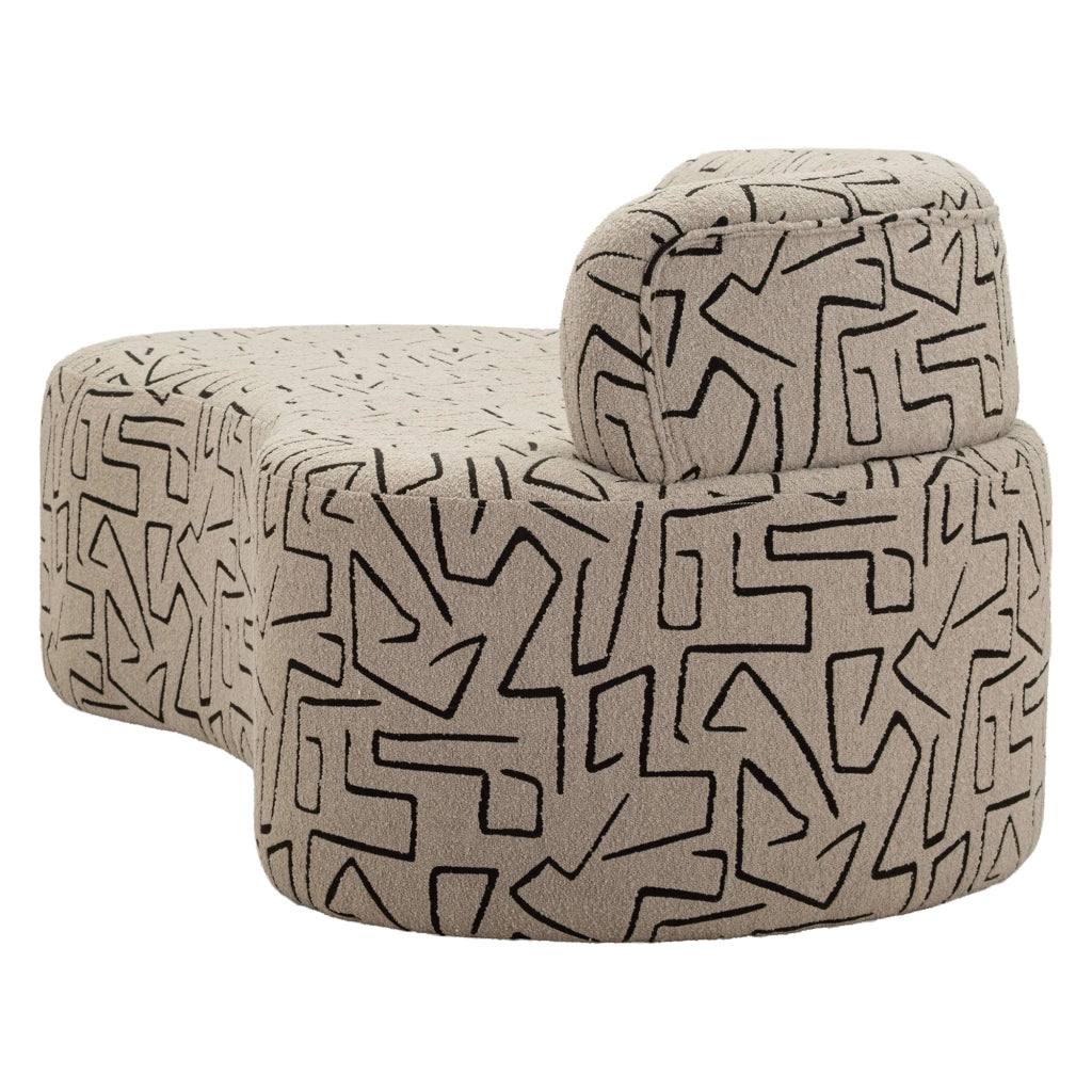 Dadato, Divano Fisso 2 Posti Disegni Geometrici, 93x45x178h cm Beige
