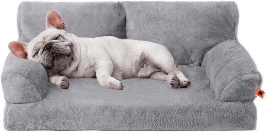 Sofa per cani ortopedico, medio, impermeabile, con imbottitura anti ansia per cuccioli, 90 x 65 x 30 cm (grigio, L)