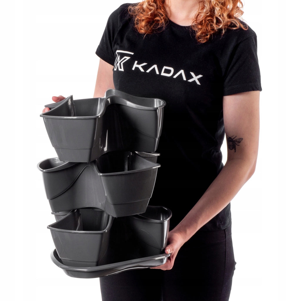 Vaso da fiori KADAX, vaso per fiori, coperchio in plastica, tripla cascata, supporto per fiori 3 in 1