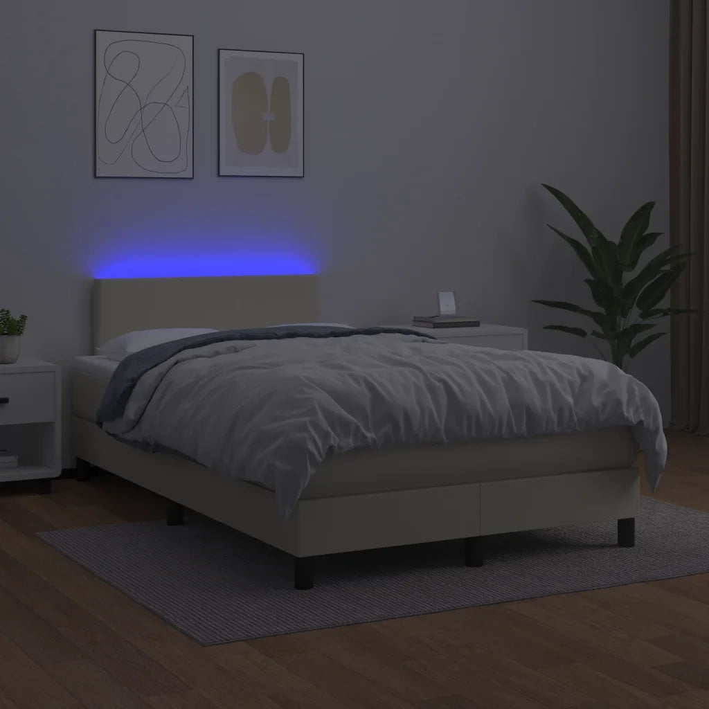 Giroletto Molle con Materasso e LED Crema 120x200cm Similpelle cod mxl 63662