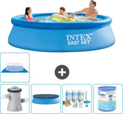 Piscina Rond Opblaasbar Easy Set - 305 x 76 cm - Blu - Inclusa Pomp Copertura - Kit Manutenzione - Filtro - Copertura Fondale - Matita Solare