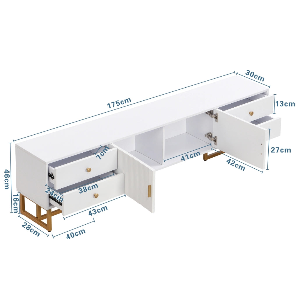 Mobile porta TV bianco 175 cm con cassetti e ante