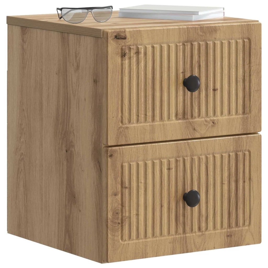 Mobiletto da notte a muro con cassetto 2 pcs Rovere Artigianale