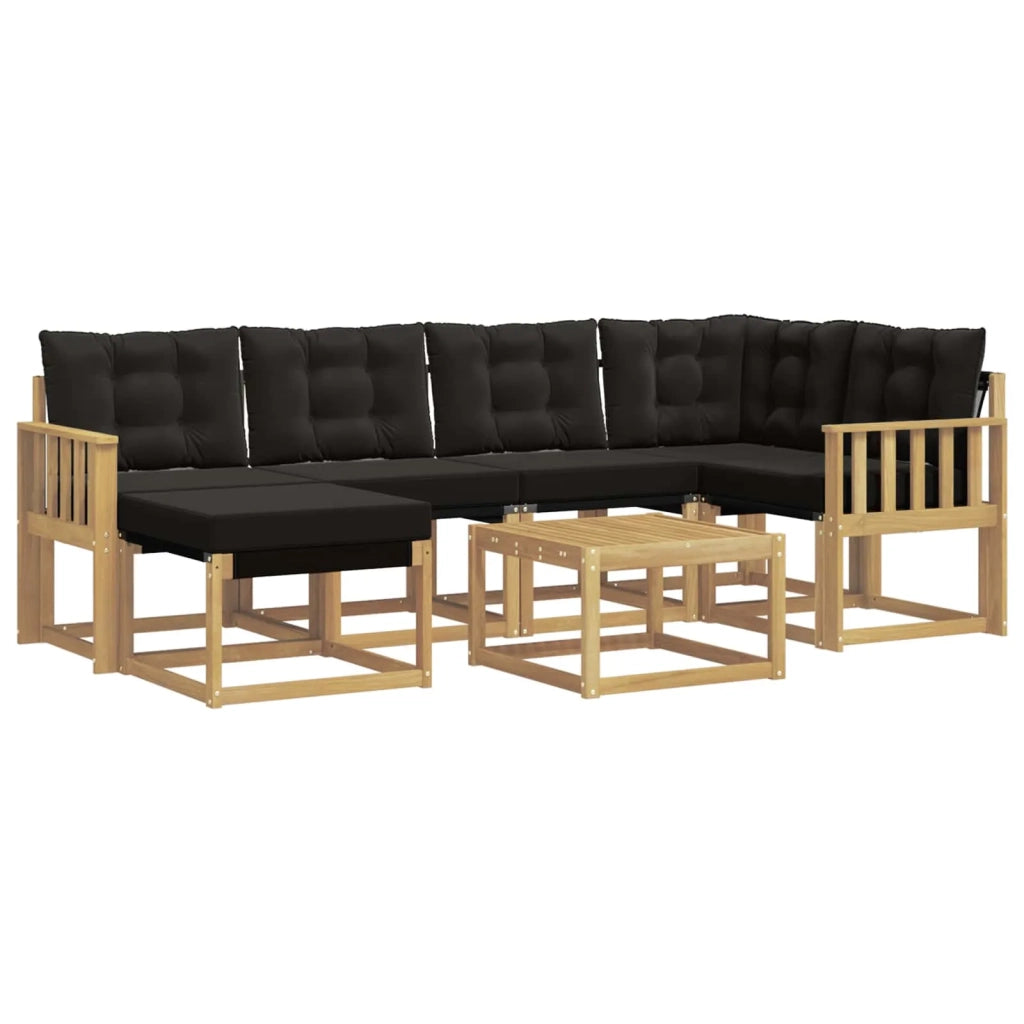 Set di divani da esterno con cuscino 7 pcs Bianco e Nero
