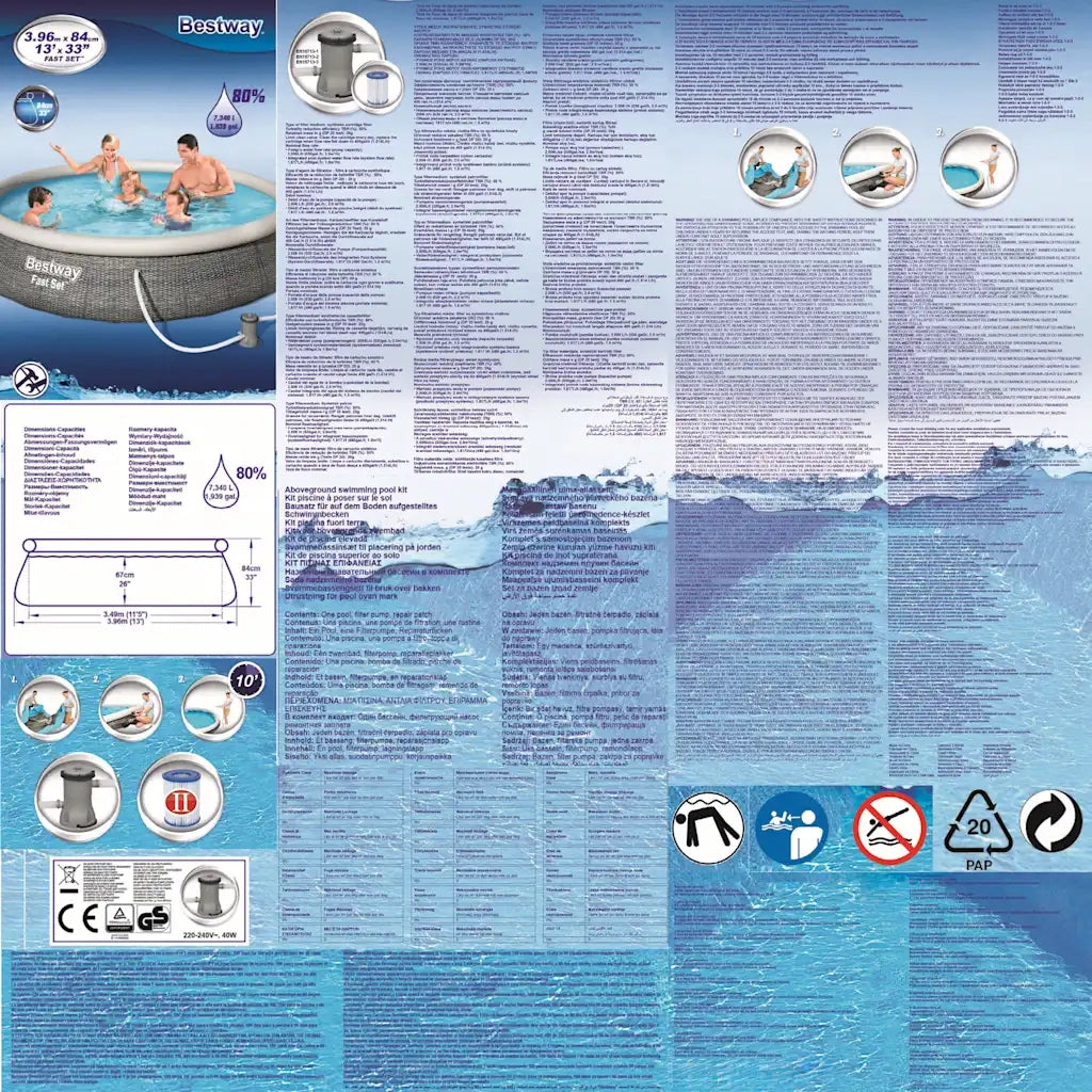 Bestway Set Piscina Gonfiabile con Pompa Fast Set 196x84 cm 3202552