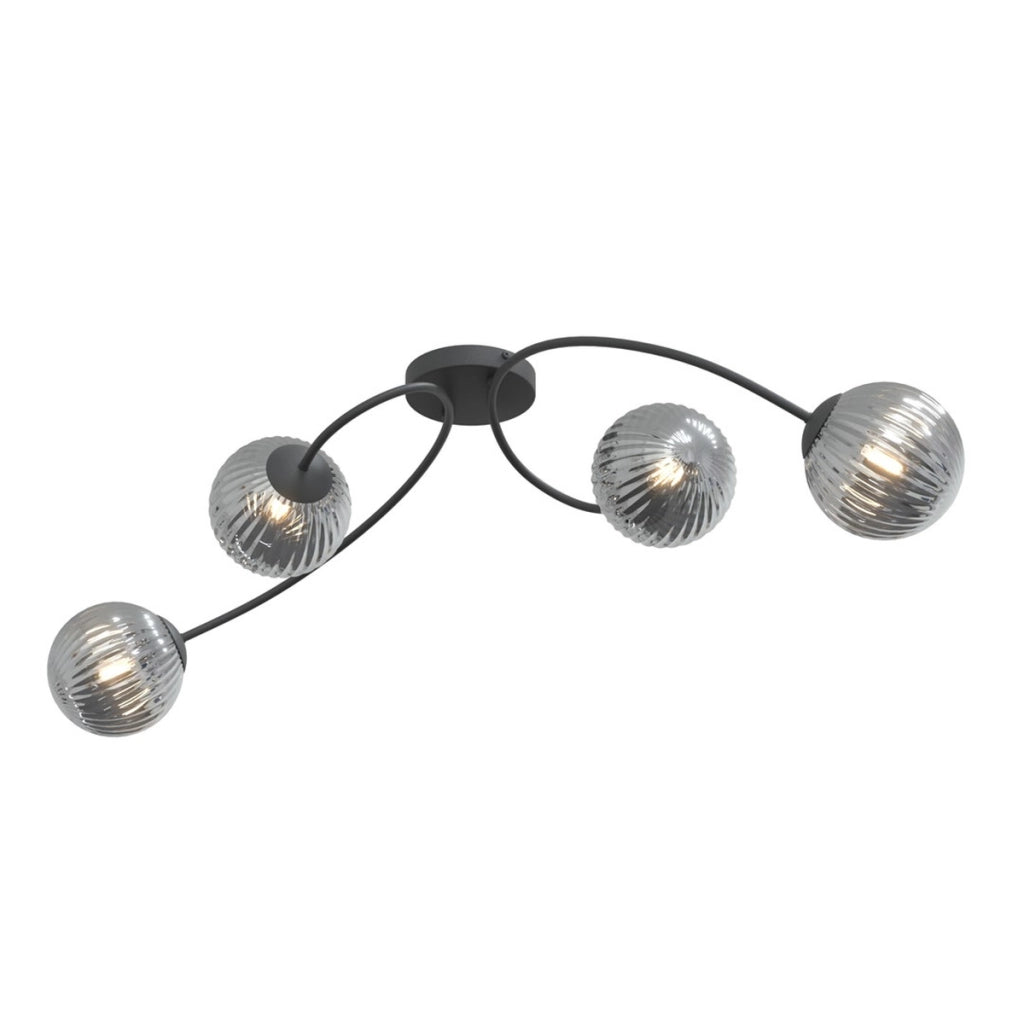 Lampada a sospensione Vibra in acciaio nero grafite e vetro