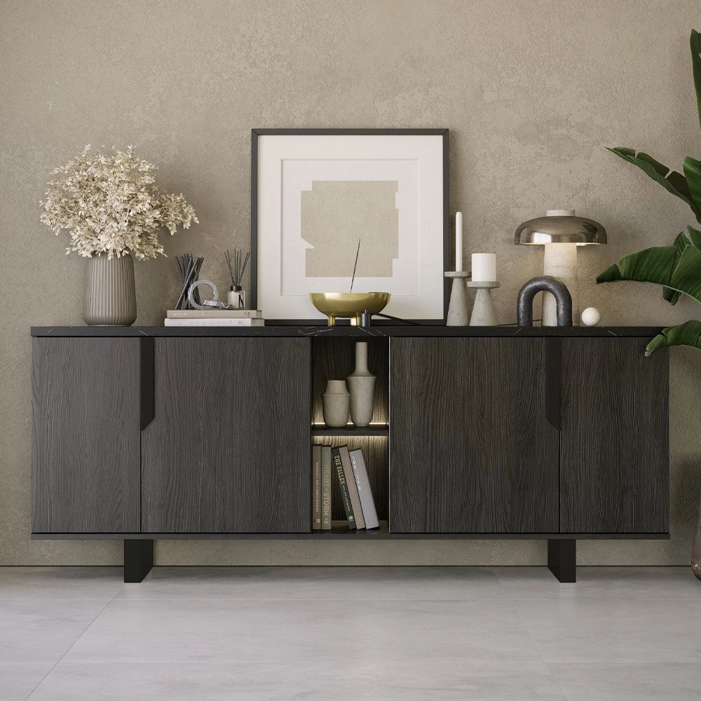 Madia 4 ante palissandro nero Zaira 205x49x83h