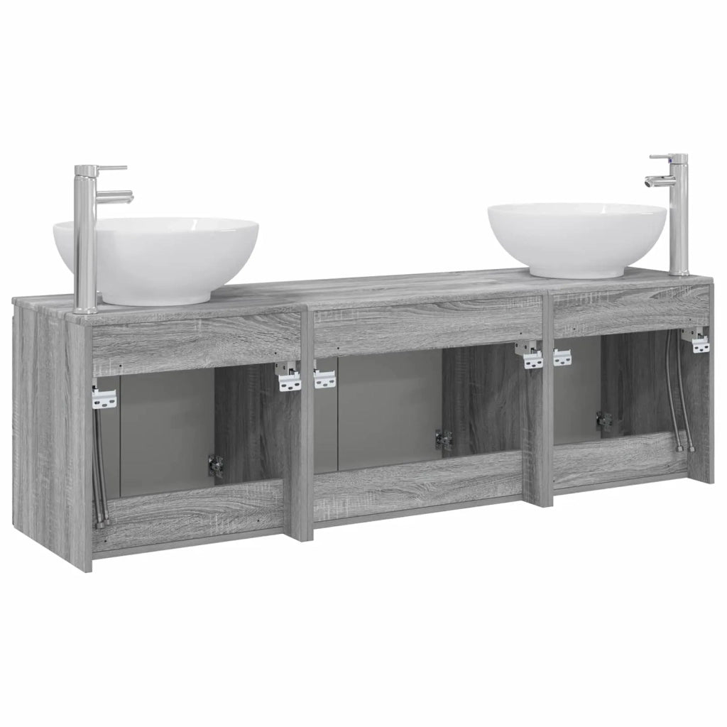 Set di Armadi da Bagno 3 pz Sonoma grigio 49,5 x 44,5 x 65 cm 3405693