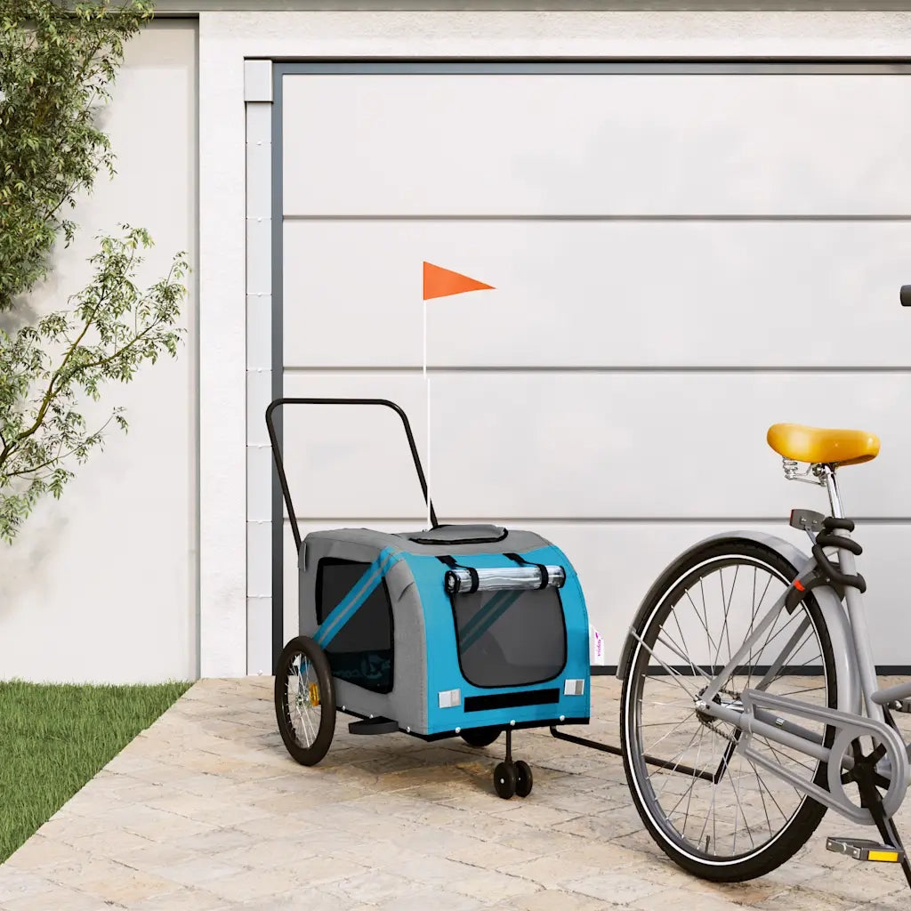 Rimorchio da Bici per Animali Blu e Grigio Oxford e Ferro CFW9470782