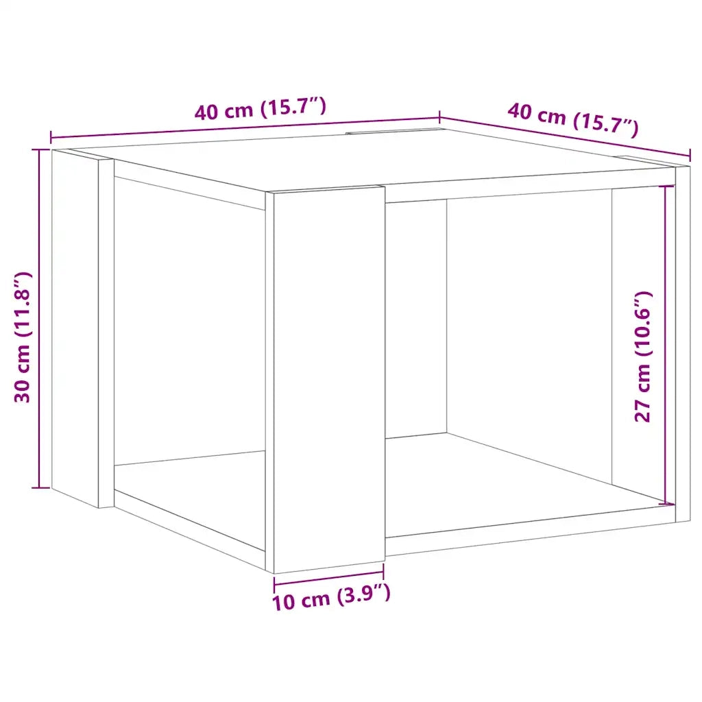 Tavolino Salotto Rovere Artigianale 40x40x30 cm in Truciolato 856495