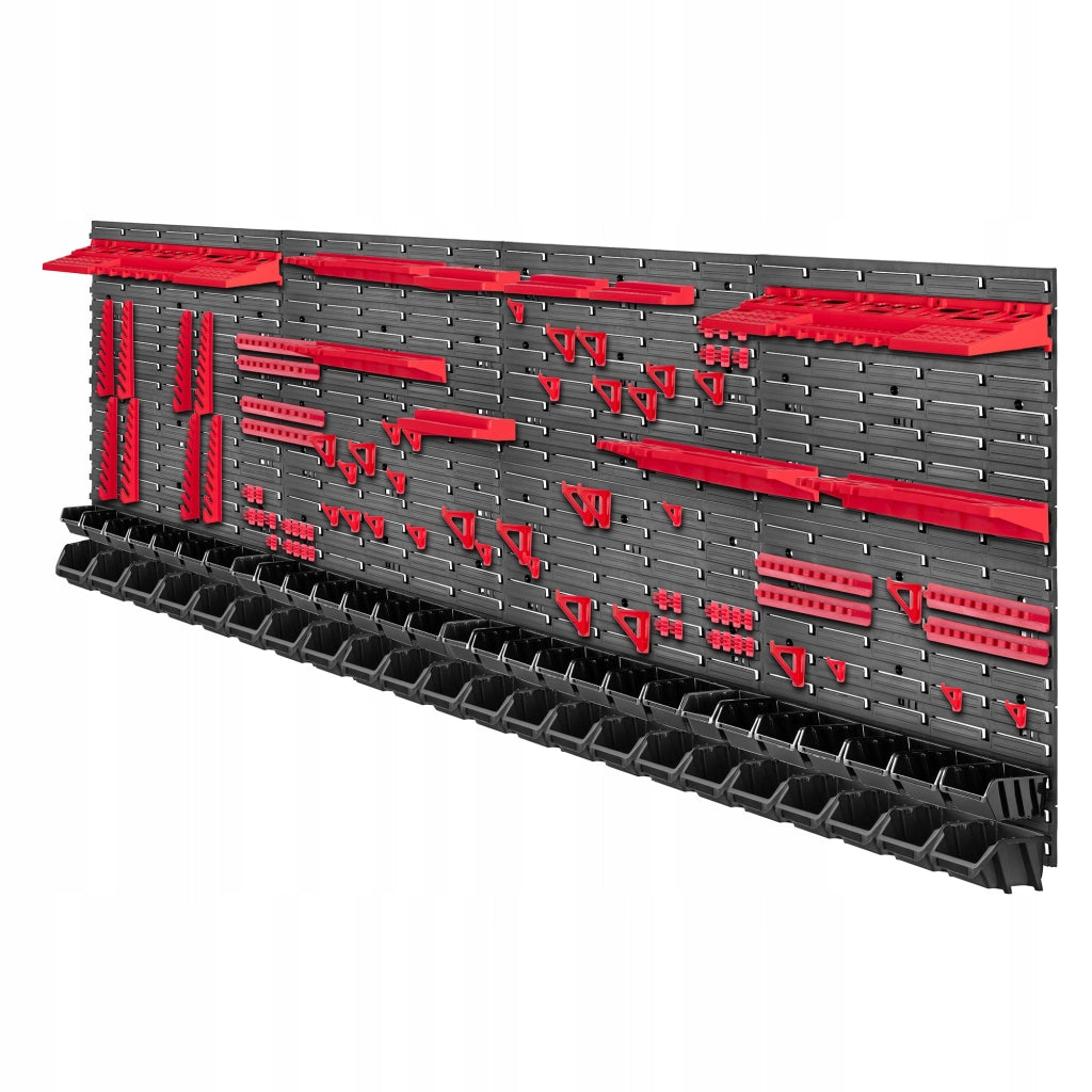 Pannello portautensili KADAX da parete per officina, 232x78 cm, 50 scomparti, 80 supporti, garage.