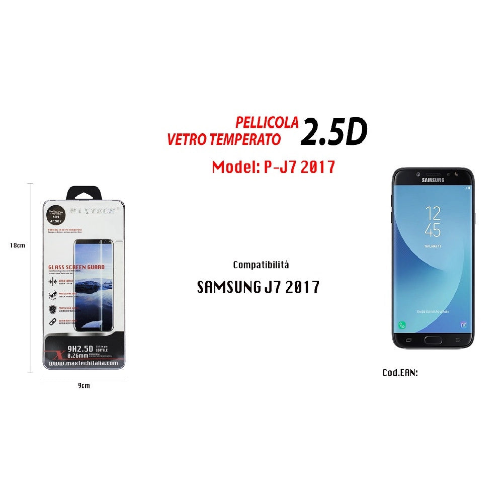 Trade Shop - Pellicola Vetro Temperato Per Samsung J7 2017 Protezione Schermo Maxtech P-j7 2017 -