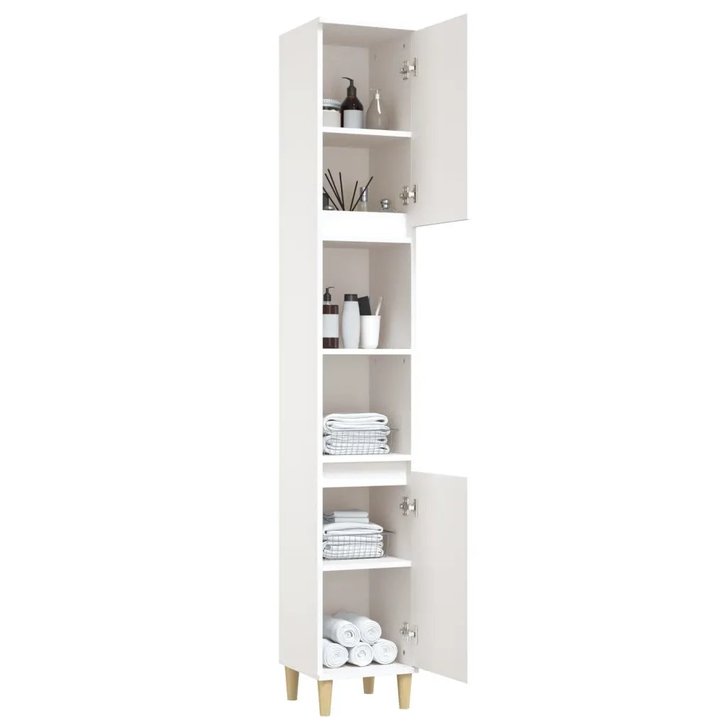 Armadietto da Bagno Bianco 30x30x190 cm in Legno Multistrato 819788