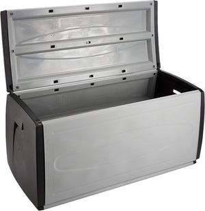 Baule Contenitore da Esterno 120x54x57 cm Multiuso in Polipropilene Prince Box Grigio e Nero