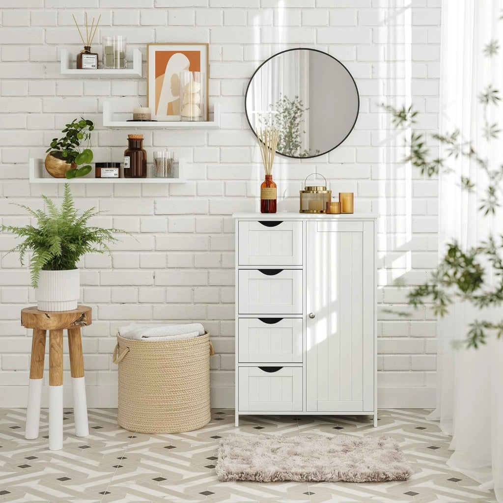 Mobiletto da bagno VALORA con cassettiera bianca LHC41W