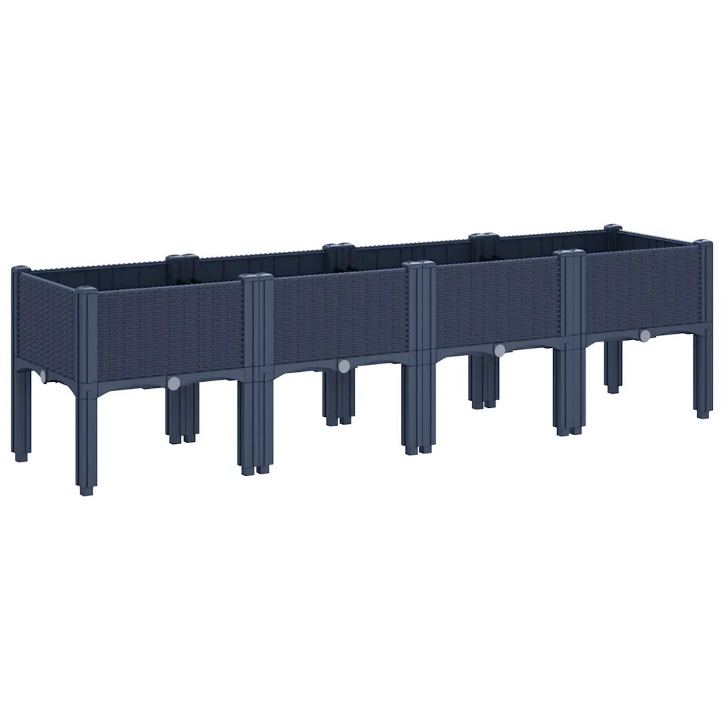 Fioriera da Giardino con Gambe Grigio Blu 160x40x42 cm in PP 367901