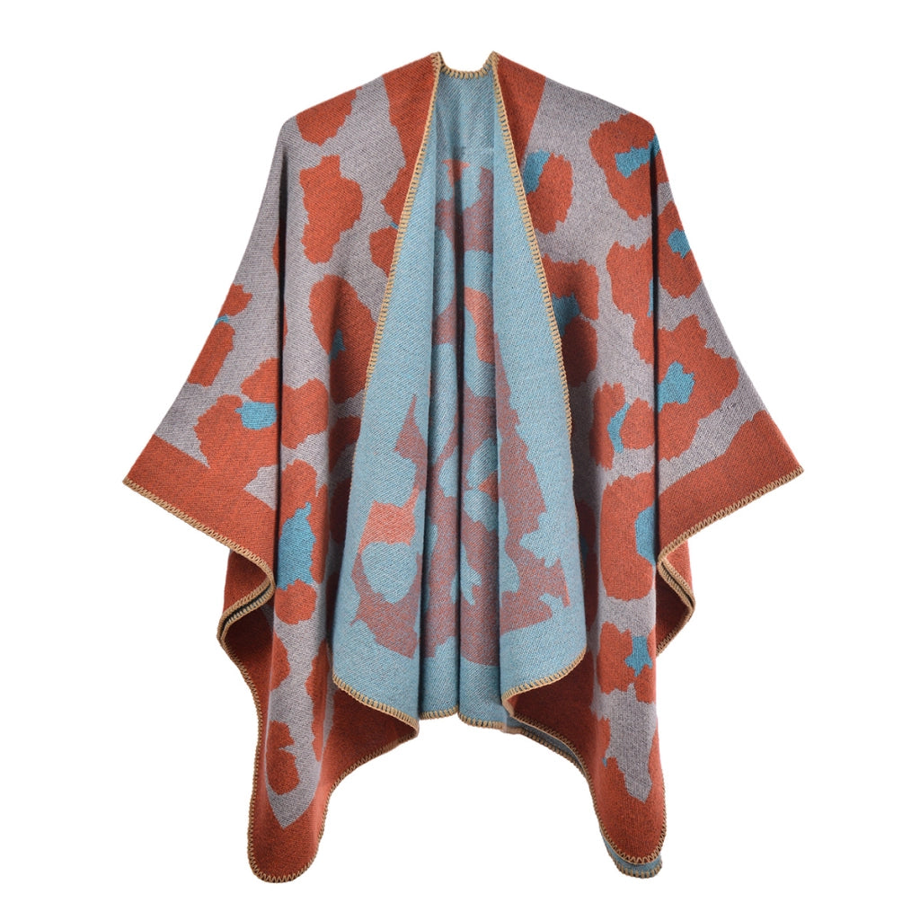 Sciarpa da donna di nuovo stile con stampa leopardata, mantella in cashmere con spacco