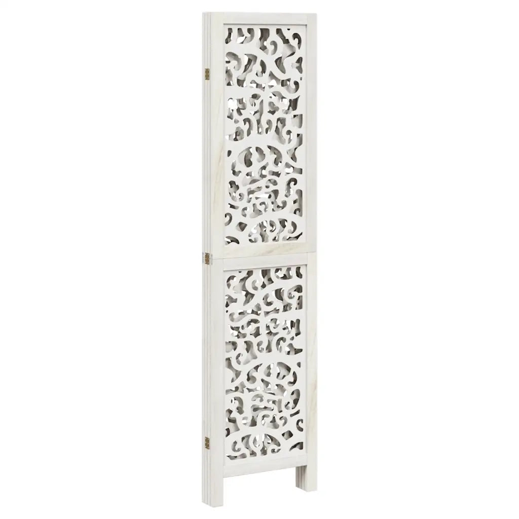 Divisorio Ambienti 4Pannelli Bianco Legno Massello di Paulownia 358737