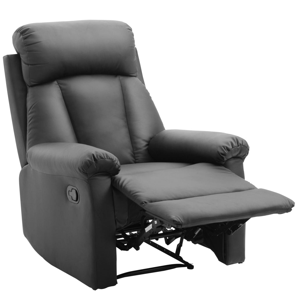 Poltrona Relax Reclinabile ¨C Xylo ¨C Imbottita Ergonomica Poggiapiedi Similpelle Nero 80x97x107cm