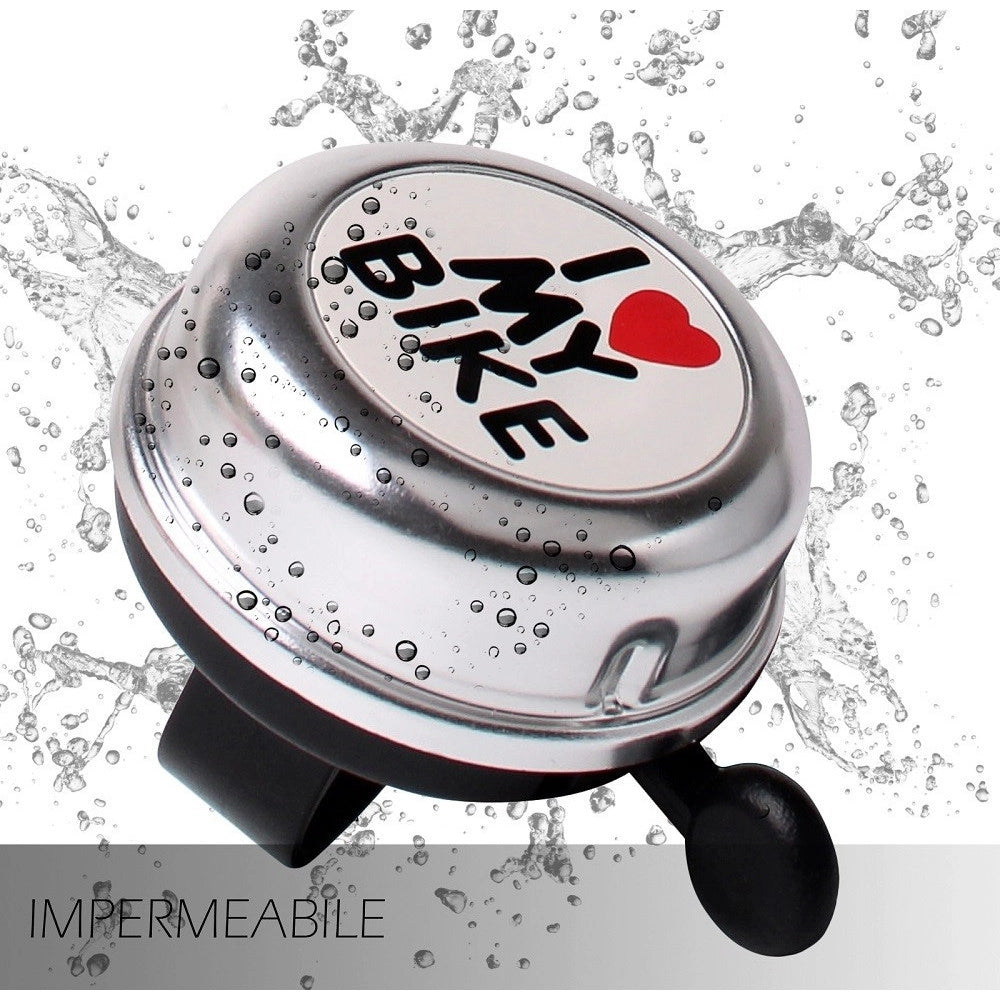 Trade Shop - Campanello Tradizionale Lega Alluminio I Love My Bike Attacco Universale Xc-2508 -