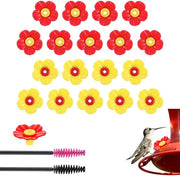 Alimentatori per uccelli 18 pezzi - Finte fiori - Materiali plastici - Set di spazzole per pulizia - Forma universale - Diametro 3 cm - Componenti alimentari