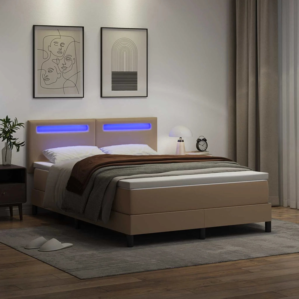 Letto a molle Cappuccino 160 x 200 cm Pelle sintetica 3339059