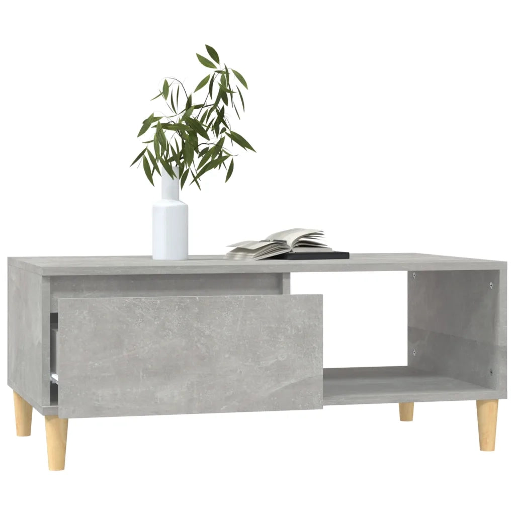 Tavolino Salotto Grigio Cemento 90x50x36,5 cm Legno Multistrato 821048