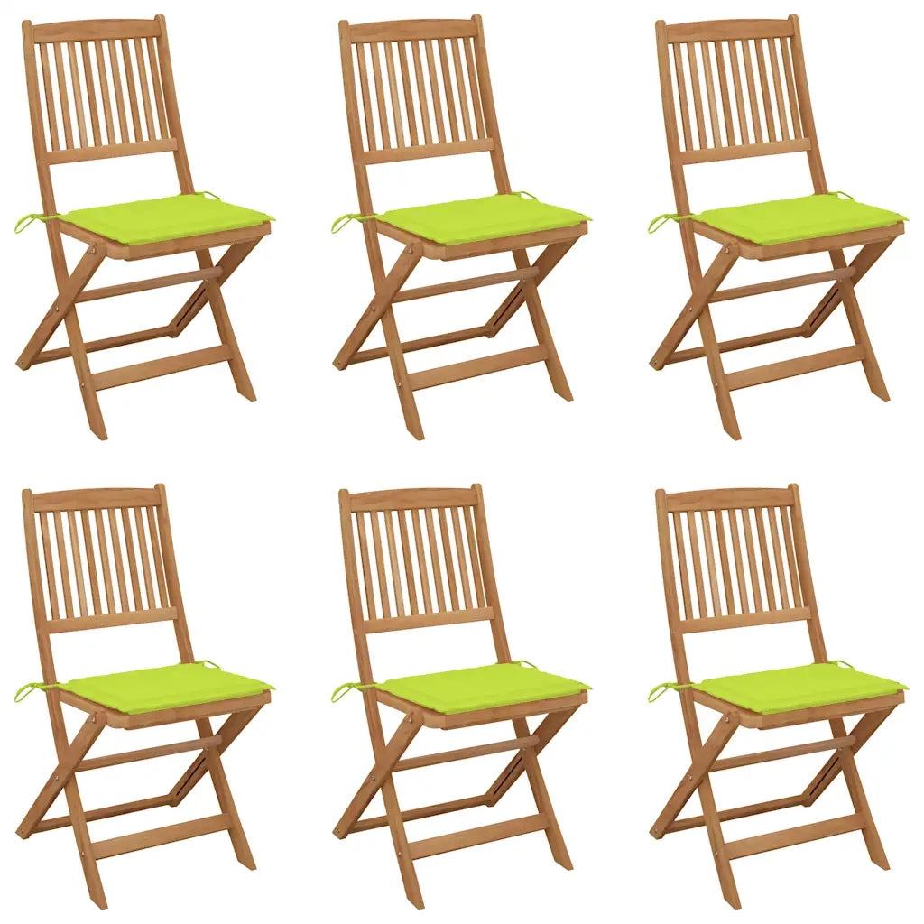 Sedie da Giardino Pieghevoli 6 pz con Cuscini Massello Acacia cod mxl 42263