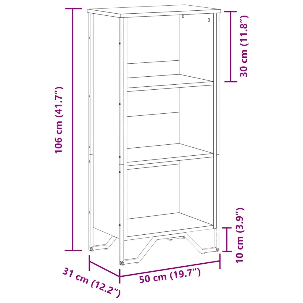 Libreria-Scaffale per Libri-Mobile di Stoccaggio Rovere Fumo 50x31x106 cm in Legno Multistrato
