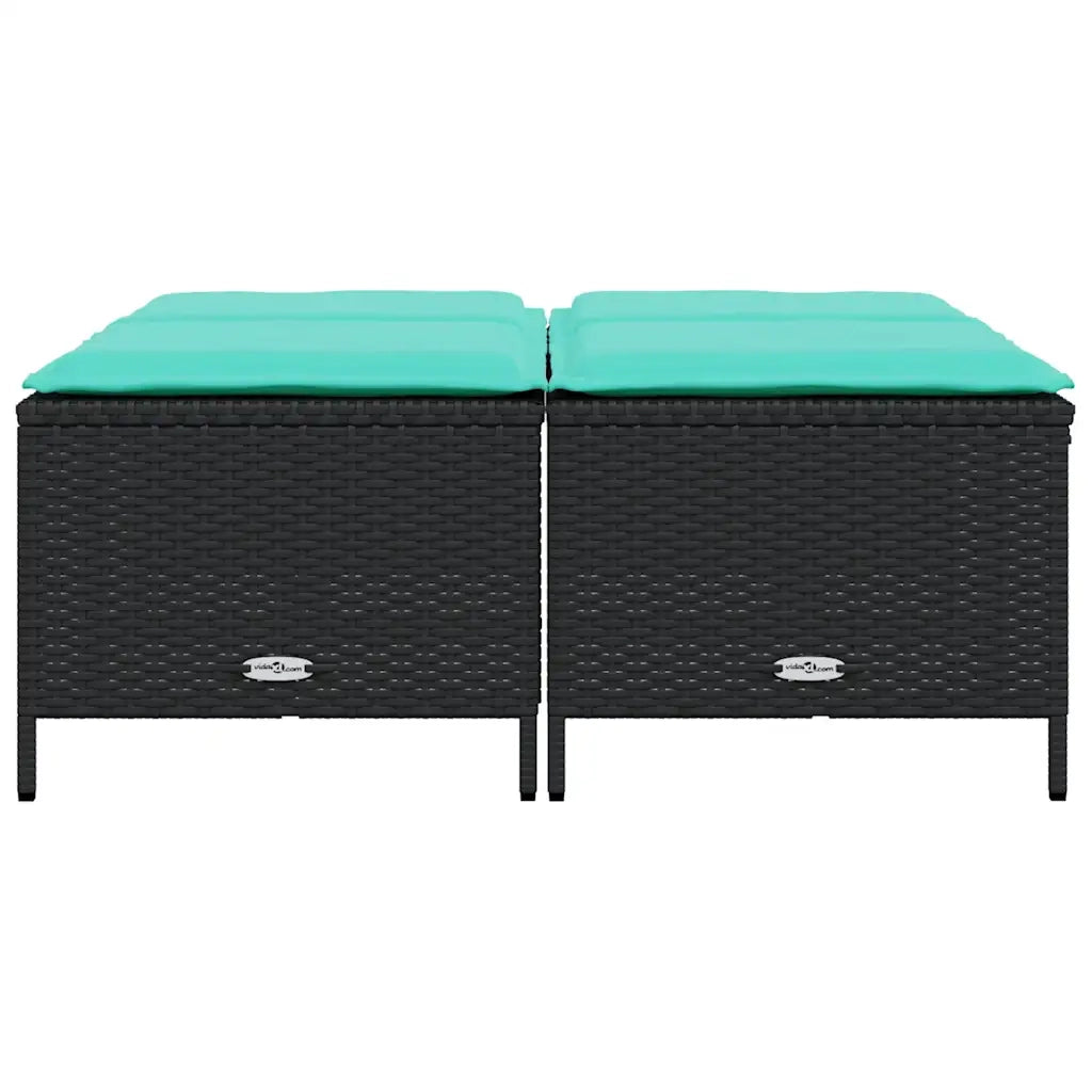Sgabelli da giardino con Cuscini 4 pz in Polyrattan Nero 368370