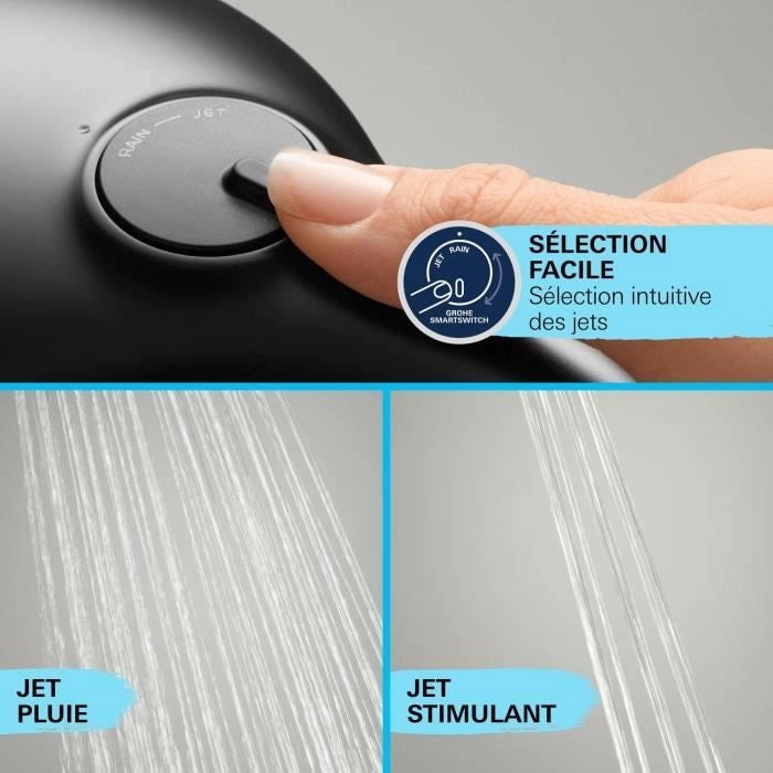 Colonna doccia con miscelatore termostatico - Risparmio idrico - GROHE Vitalio Start System 250 - Nero opaco - 266772431