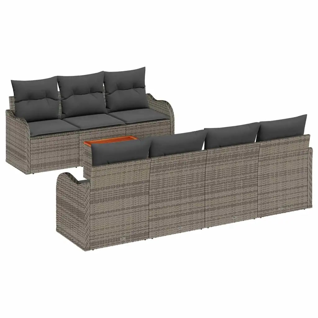 Set Divano da Giardino con cuscino 8 pcs Grigio polyrattan 3347412