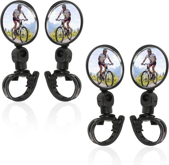 Specchi retrovisori per bicicletta - regolabili e girevoli - 4 pezzi - nero