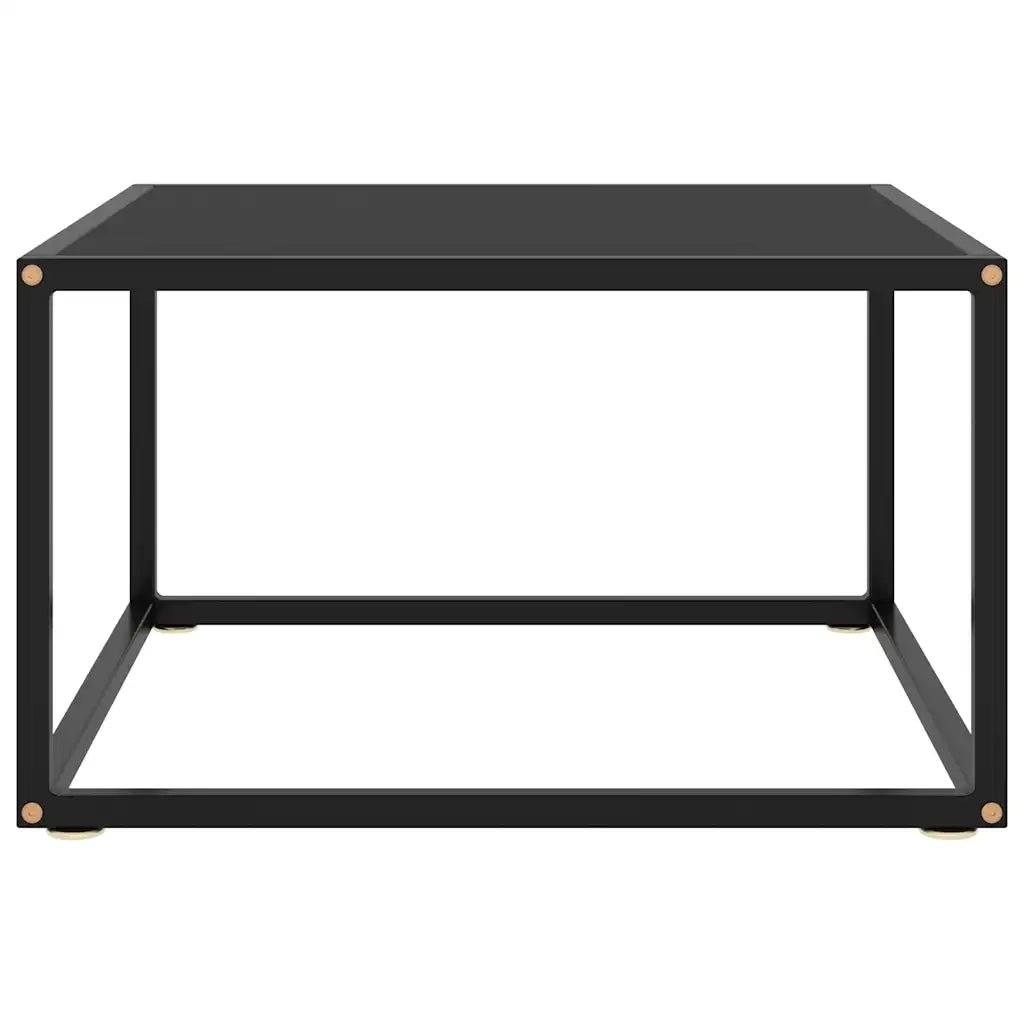 Tavolino da Salotto Nero con Vetro Nero-Tavolino da soggiorno 60x60x35 cm
