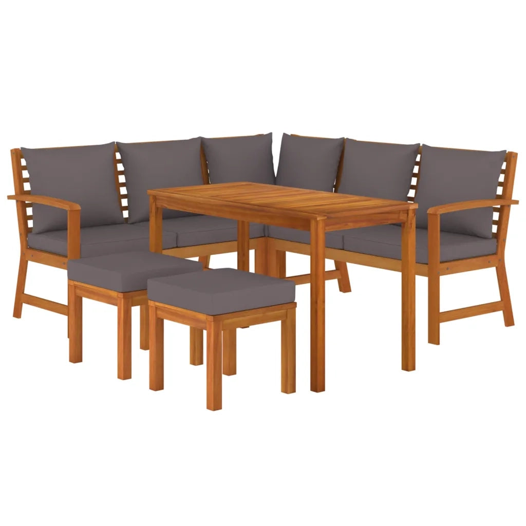 Set da Pranzo da Giardino 6pz con Cuscini Legno Massello Acaciacod mxl 76269