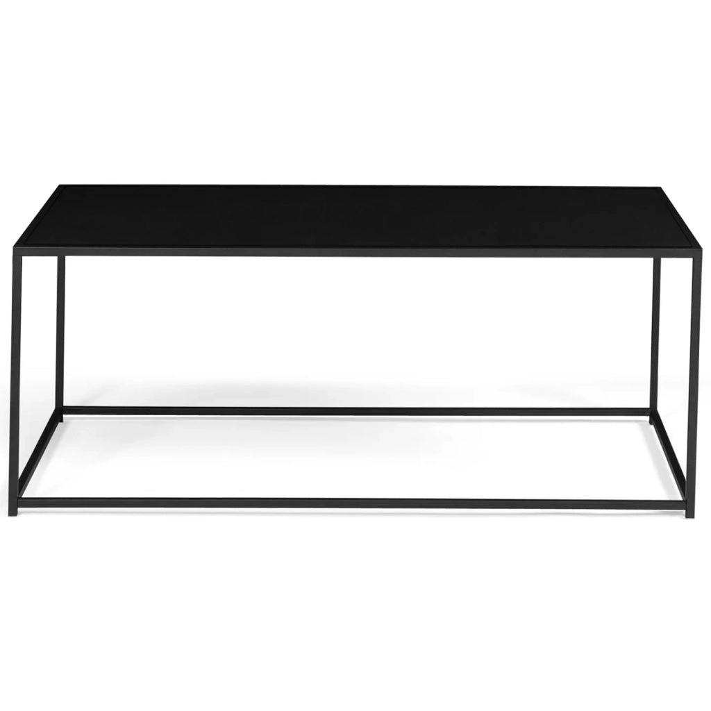 IDMarket - Tavolino DAVIS 113 cm in metallo nero opaco design industriale