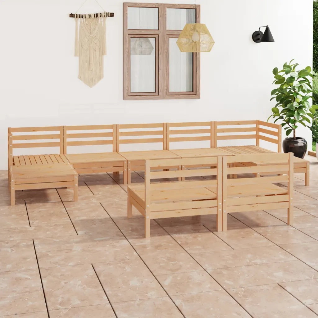 Set Salotto da Giardino 9 pz in Legno Massello di Pino 3083354