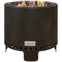Braciere da Giardino, Stufa Senza Fumo in Metallo e Acciaio Inossidabile, Resistente alle Intemperie, 45 x 45 x 42 cm, Nero e Bronzo