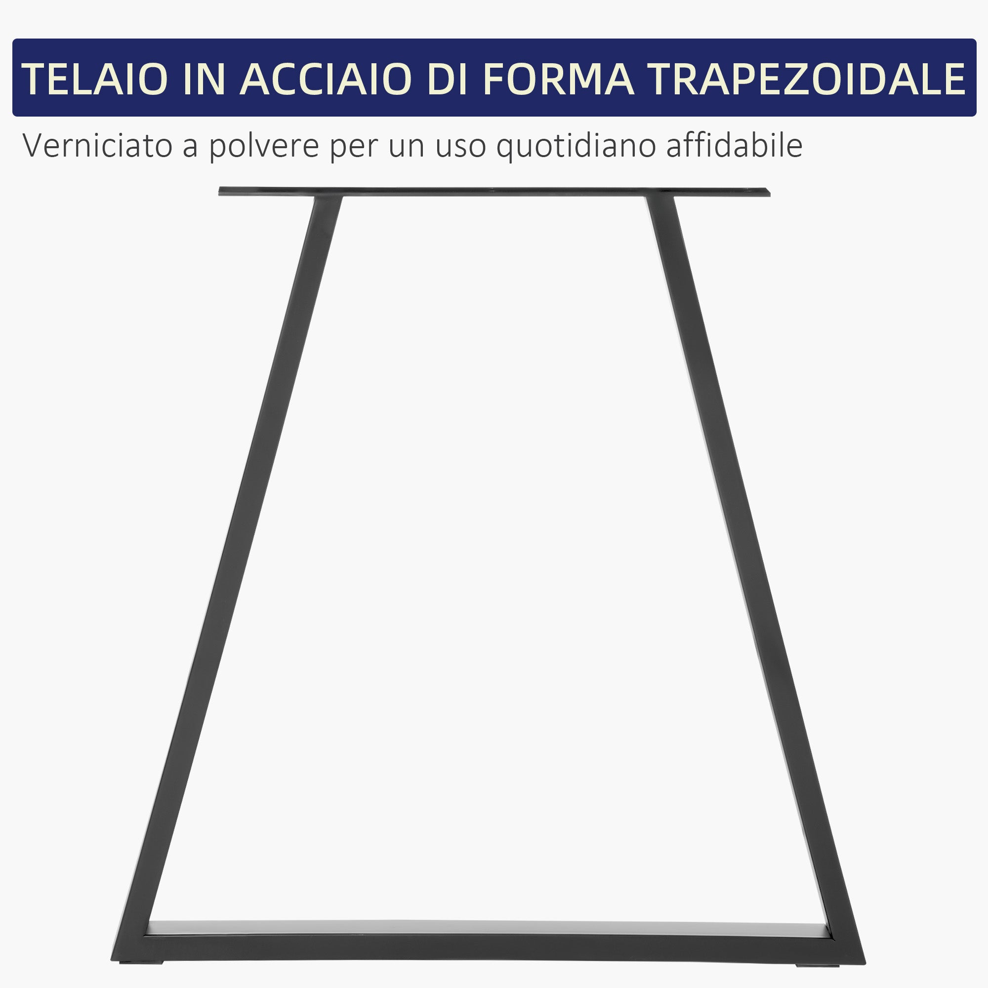 Set 2 Gambe per Tavolo Trapezoidali 70x5x72 cm con 6 Fori e 12 Viti in Acciaio Nero
